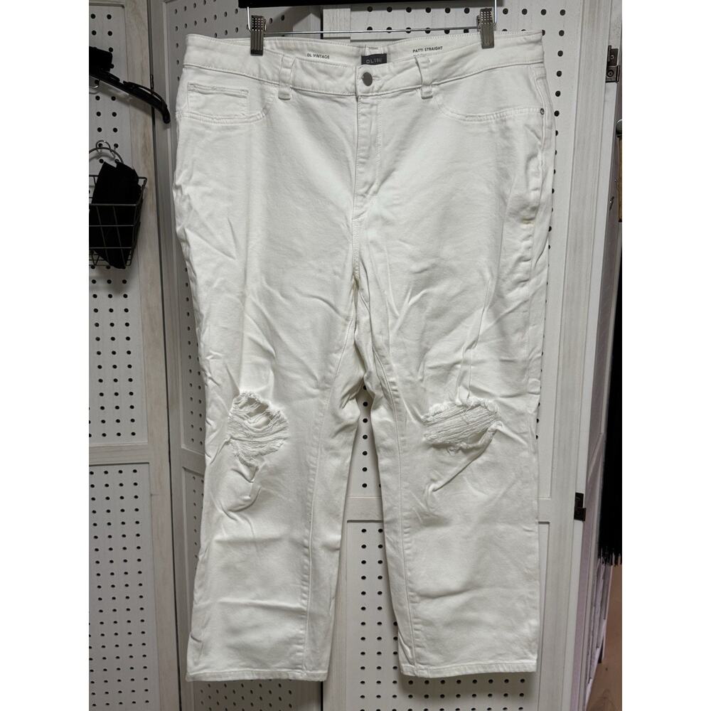 DL1961 White Plus-Size Patti Straight High Rise Vintage Ankle Jeans - Size 18W